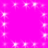 A bright pink background with scattered white square sparkles that shift position across frames.