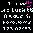 Pixelated text on black background with pink heart symbol replacing 'I Love' in left , repeated across two identical