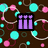 Brown background with cyan and pink circles; purple text reads 'lovee elmo he's a hunk! <333' over patterned backdrop.