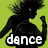 Black silhouette figures on a bright green background with white text overlays reading "dance," "like," and "no ones watchin" in pixelated font.