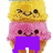 Animated stack of four smiling ice cream scoops with yellow and pink colors, one frame showing a black shirt with 'I love' text.