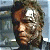 A 50x50 pixel animated contact sheet showing two frames of a Terminator-themed buddy icon with Arnold Schwarzenegger's face on the left and green text reading "Original Icons .com" on the right against a dark background.