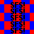 A static image with repeating 'SFS!' text over a blue and red pixelated background featuring diamond shapes.