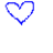 Two blue pixelated heart outlines on white background, one with a slightly wider top curve and the other with a more rounded bottom; below them is light blue text reading 'Lute'.