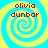 Four identical spiral patterns with blue and yellow colors, each containing red text reading 'olivia dunbar' in two lines.