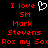 Red pixelated text on black background with white heart symbol, displaying 'I love SM Mark Stevens Rox my Sox' in two identical vertical