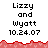 Pixelated text displays 'Lizzy and Wyatt 10.24.07' above a red jagged border, with a gray rectangle replacing the rightmost section in later frames.