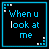 pixelated text icons with blue borders on black backgrounds, displaying variations of 'when u look at me' and evolving to 'I get', then partial words like 'E', 'Bu', 'But', 'Butt', 'Butte', 'Butter', 'Butterfl', 'Butterfli', 'Butterflie', 'Butterflies'