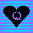 Two pixelated heart icons with gender symbols inside, displayed side-by-side on a striped background in an animated contact sheet format.