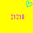Yellow background with a blue pixelated heart icon above two identical purple pixelated '21210' text blocks.