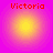 Four identical circular icons with yellow centers and pink gradients, each labeled 'Victoria' in red text at the top.