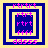 Four identical pixel art frames with nested square borders, pink text elements, and a blue-yellow color scheme.
