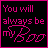 identical pink text icons on black backgrounds with diagonal crosshatch patterns, each displaying 'You will always be my boo' in a stylized font
