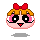 Four pixel-art faces with blonde hair, red bows, pink cheeks, black eyes with white pupils, and small red mouths arranged in a on gray background