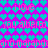Animated pattern of cyan hearts on purple background with repeating pink text 'i love you alberto and maranda' in pixelated font.