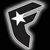 Black and white icon with stylized 'F' shape containing a star, displayed in three variations showing different edge blur levels.
