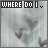 A 4x4 contact sheet of a grayscale animated icon showing a small black dot moving across a cloudy background with repeated text "WHERE DO I" at the top and partial text "BELONG?" at the bottom in some frames.