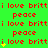 Green background with red text repeating 'i love britti' and 'peace', yellow stars appearing in sequence across frames.