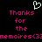 Pixelated text and a heart symbol on a black background, with pink text reading 'Thanks for the memories<3' repeated twice.