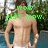 Pixelated image of a shirtless person standing outdoors with green foliage and water in the background, overlaid with bright green text reading "WOW just WOW.".