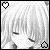 Black-and-white pixelated anime-style character with closed eyes and long hair, featuring heart symbols in corners.
