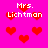 Pixelated pink background with red hearts and repeated white text 'Mrs. Lichtman' in four locations.