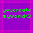Pixelated green text on purple background with pink lines, showing identical static frames