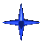Six blue star-shaped icons arranged in two , each with distinct pixelated star point configurations against a gray background