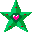 Green and white star-shaped icons with pink heart symbols, transitioning through various states including solid green stars, white stars with green outlines, and animated effects.
