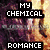 Four display text 'MY CHEMICAL ROMANCE' over distinct backgrounds including flames, dark figures, and a running silhouette
