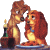 Animated contact sheet showing two frames of a pixelated cartoon dog couple from Lady and the Tramp on gray background with green text logo on right.