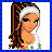 Pixelated cartoon character with long braided hair and white headband next to blue background with partial text reading 'dont mess w the girls n dat bling'