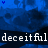 Blue-toned repeating pattern with white text 'deceitful' across multiple on a textured background