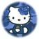 Hello Kitty character in blue and white diamond-patterned background with varying opacity levels across frames.