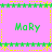 Pixelated green text 'MoRy' appears in four quadrants on a pink background with green and yellow border elements.
