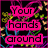 Pixelated text in bright pink with black outlines arranged over a dark background featuring colorful abstract patterns.