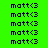 identical pixelated text entries on a bright green background, with some highlighted in cyan
