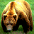 A pixelated brown bear stands on green grass with a white background featuring a stylized bear outline and text.