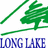 Green tree graphic with diagonal lines, blue 'LONG LAKE' text, and green 'HAHHAHAH DUSTY!! LONG LAKE HAHHAHAH' text blocks on black backgrounds.