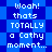 Pixelated blue background with white text repeating 'Woah! thats TOTALLY a Cathy moment...' in a pattern