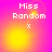 Pixelated text "Miss Random" with a small 'x' below on a pink-to-yellow gradient background, showing subtle animation changes across four