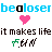 Pixelated text and symbols display 'be a loser' with heart icons above 'it makes life', showing animation changes in heart color and green symbol details.
