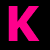 Pink text spelling 'Kelsey' on black background with gray rectangle at bottom right corner.