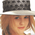 A static pixelated image shows a person with light brown hair wearing a dark gray fedora with a white band, cropped to the head and shoulders.