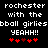 Pixelated text and red heart symbols on a black background, with two identical side-by-side layouts showing 'rochester with the bball girliesbball girlies YEAHH!!' and five hearts.