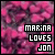 Pixelated pink and purple abstract background with three stacked black rectangular text boxes containing white pixelated text.