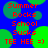 Blue background with green circular shapes and red text reading 'Summer Rocks School Sucks TEE HEE =)' repeated in two identical vertical