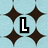 Light blue background with dark brown diamond shapes arranged in a pattern, featuring three distinct white letters on black outlines