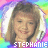A 4-frame contact sheet of a pixelated animated icon featuring the same person with blonde hair and white headphones, each frame showing slightly different facial expressions against a rainbow gradient background with "STEPHANIE" text in varying colors.