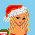 Pixel art contact sheet showing a blonde woman in Santa hat and red dress with Christmas text elements across multiple frames.
